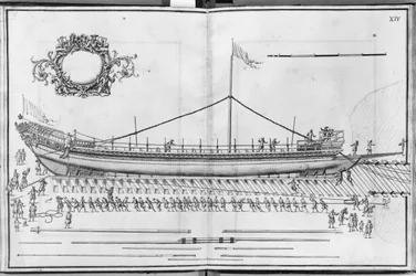Bouw, uitrusting en tewaterlating van een galei, plaat XIV